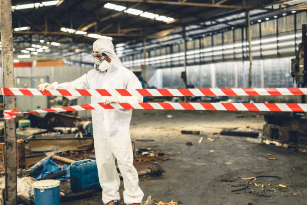 Professional Sewage Cleanup technician working in Rogers, TX